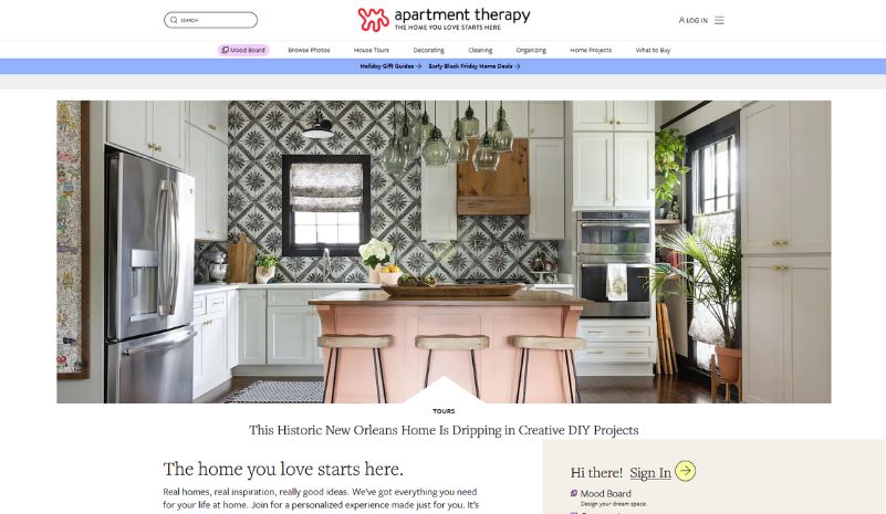 Mẫu thiết kế web nhà đẹp Apartment Therapy